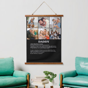 Personalized Daddy Definition 6 Photo Collage Hanging Tapestry