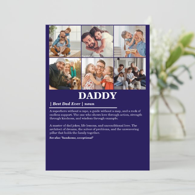 Personalized Daddy Definition 6 Photo Collage Holiday Card (Standing Front)