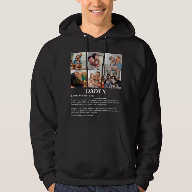 Personalized Daddy Definition 6 Photo Collage Hoodie (Front)