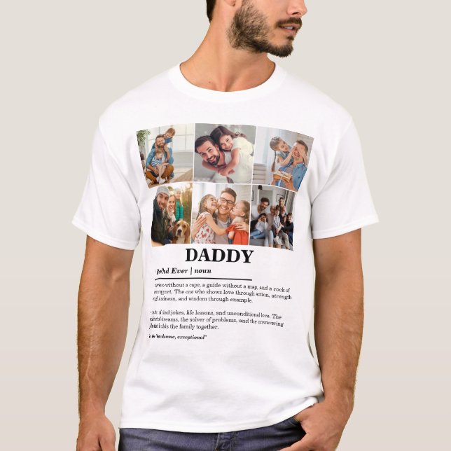 Personalized Daddy Definition 6 Photo Collage T-Shirt (Front)