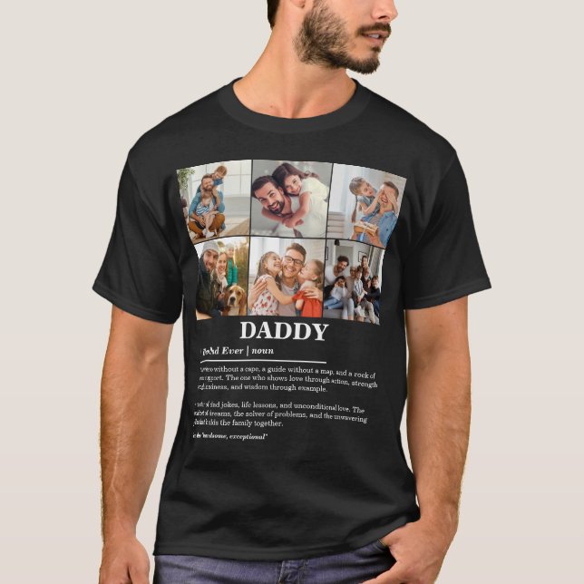 Personalized Daddy Definition 6 Photo Collage T-Shirt (Front)
