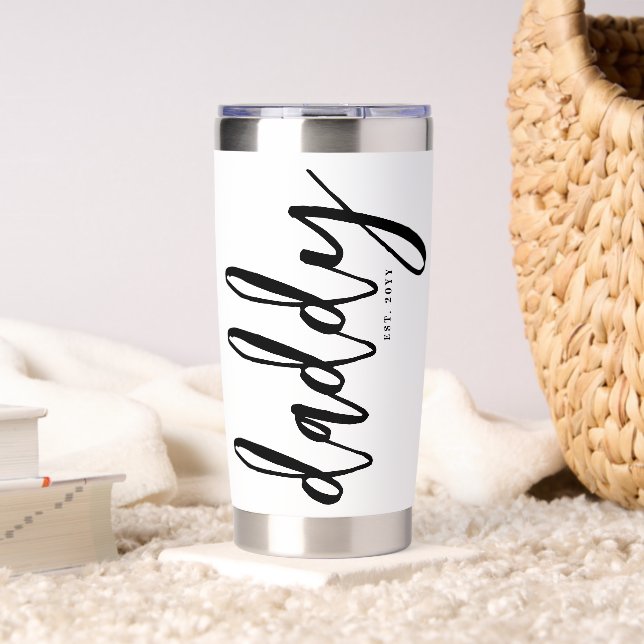 Personalized Daddy Est New Dad Brush Typography Insulated Tumbler (Living Room (Rotated))