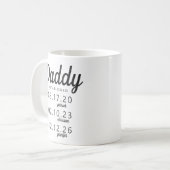 Personalized Daddy Established Kid Birth Date Name Coffee Mug (Front Left)