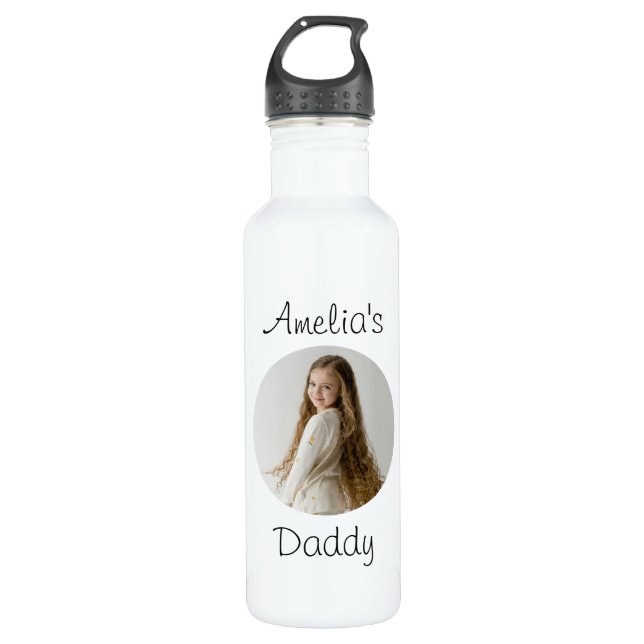 Personalized Daddy Gift – Custom Child Face -  Stainless Steel Water Bottle (Front)