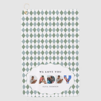 Personalized Daddy Letter Cutout Photo Collage Golf Towel