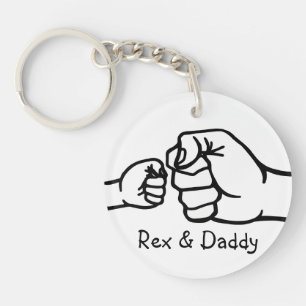 Personalized Daddy & Me Fist Bump Custom Names Keychain
