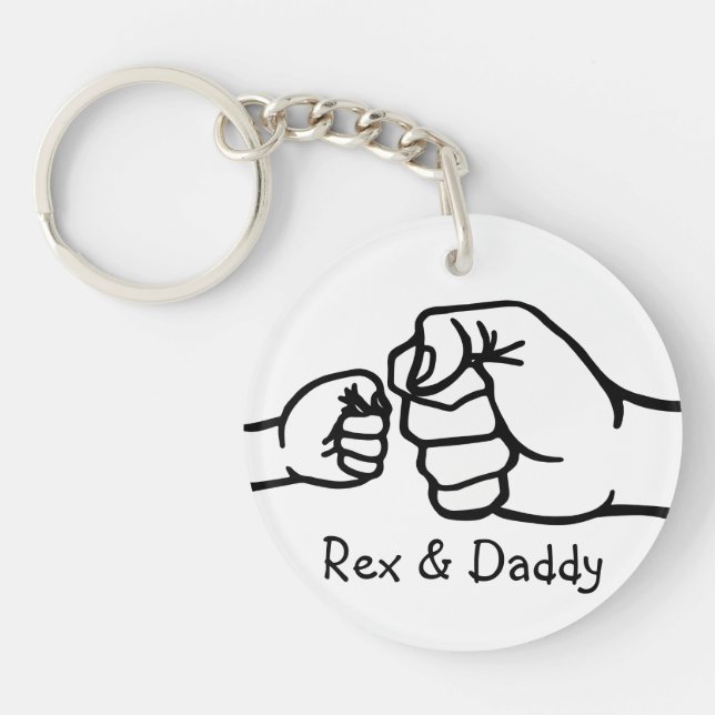 Personalized Daddy & Me Fist Bump Custom Names  Keychain (Front)
