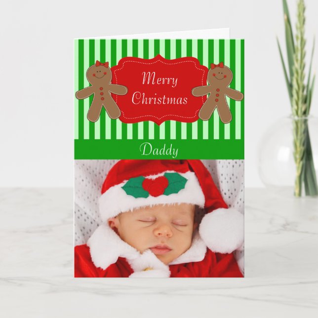 Personalized Daddy Photo Cute Christmas Card (Front)