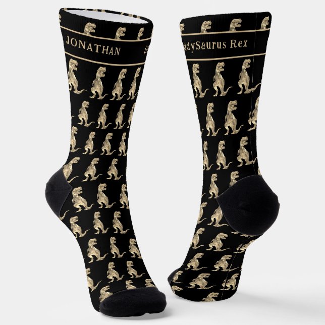 Personalized Daddy saurus Funny Dad Dinosaur Socks (Angled)
