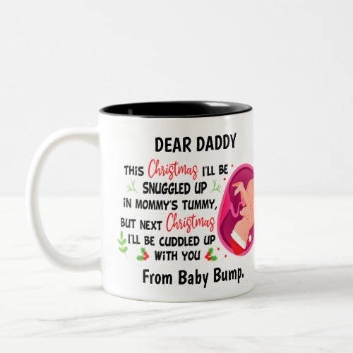 Personalized Daddy To Be from Baby Bump Christmas Two_Tone Coffee Mug
