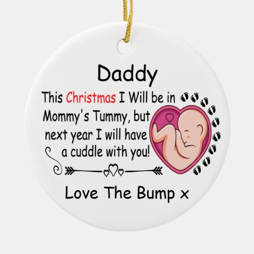 Personalized Daddy To Be from Bump 1st Christmas Ceramic Ornament