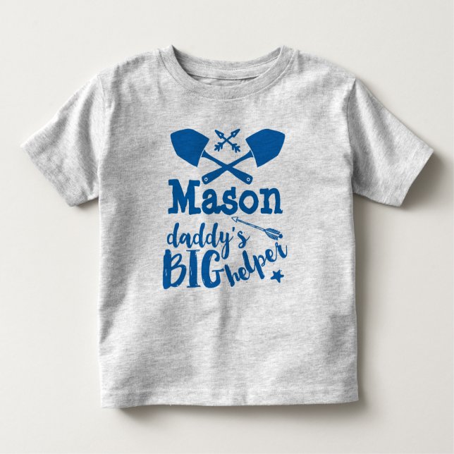 Personalized Daddy's Big Helper Blue and Gray Toddler T-shirt (Front)