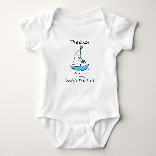 Personalized Daddys First Mate Sailboat Baby boy Baby Bodysuit