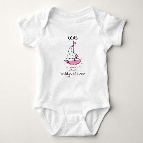 Personalized Daddys First Mate Sailboat Baby Girl Baby Bodysuit