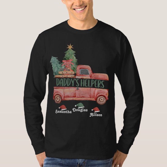 Personalized Daddy's Helpers Christmas Truck T-Shirt (Front)