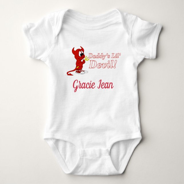Personalized Daddy's Lil Devil with Cute Devil Baby Bodysuit (Front)