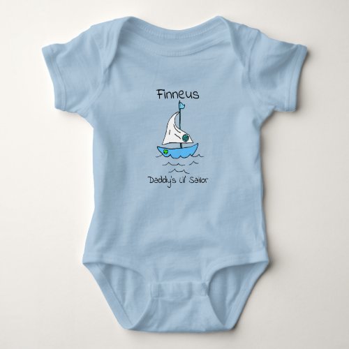 Personalized Daddys Lil Sailor Sailboat Baby boy Baby Bodysuit