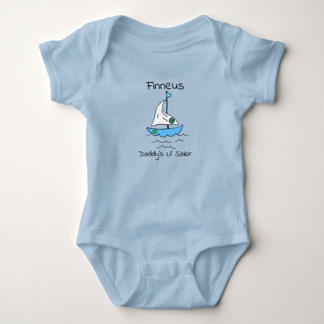 Personalized Daddy's Lil' Sailor Sailboat Baby boy Baby Bodysuit (Front)