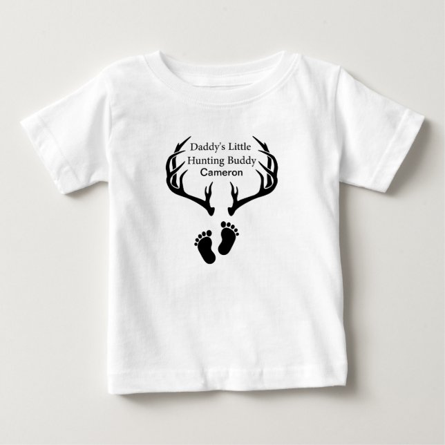 Personalized Daddy's Little Hunting Buddy Hunting  Baby T-Shirt (Front)