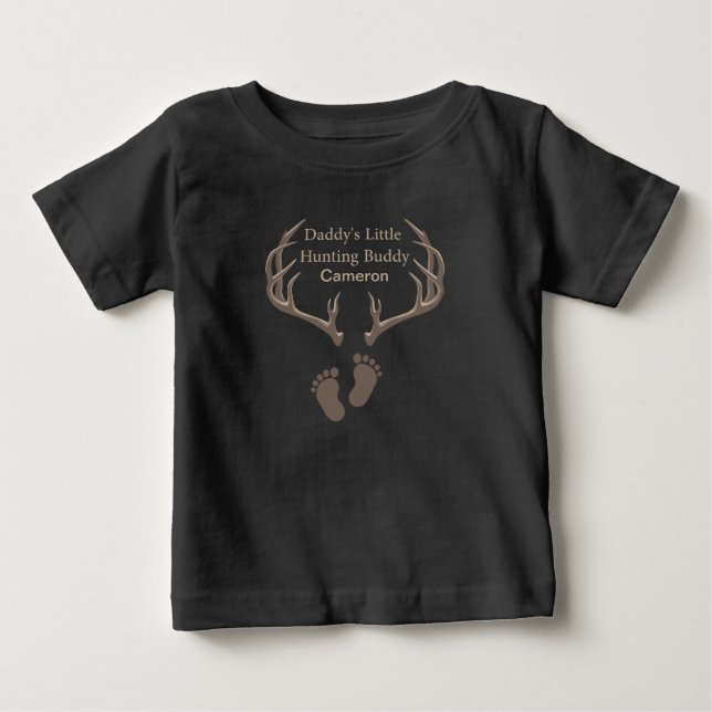 Personalized Daddy's Little Hunting Buddy Hunting  Baby T-Shirt (Front)