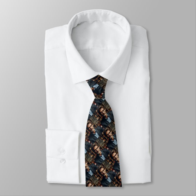Personalized Dad's Photo Elegant Pattern Father's Neck Tie (Tied)