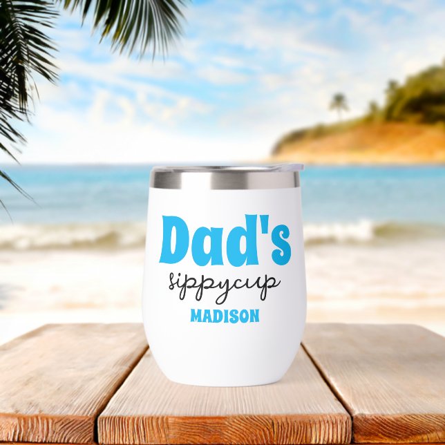 Personalized Dad's Sippy Cup Wine Tumbler (Beach)