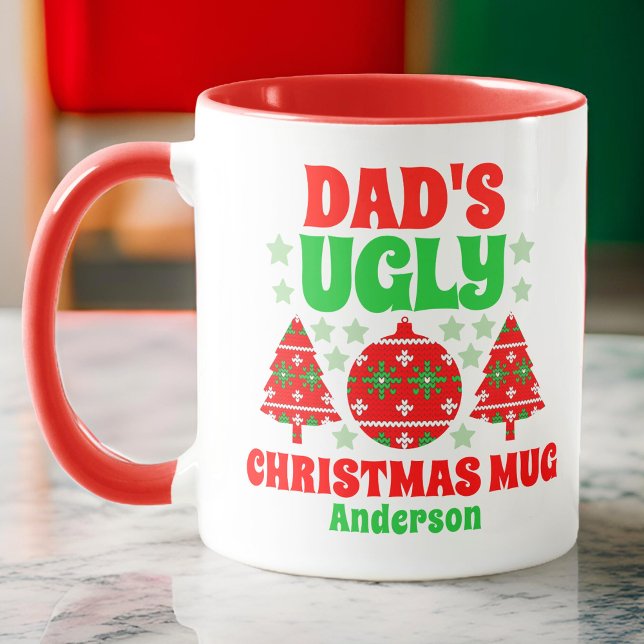 Personalized Dad's Ugly Christmas Sweater Mug (Creator Uploaded)