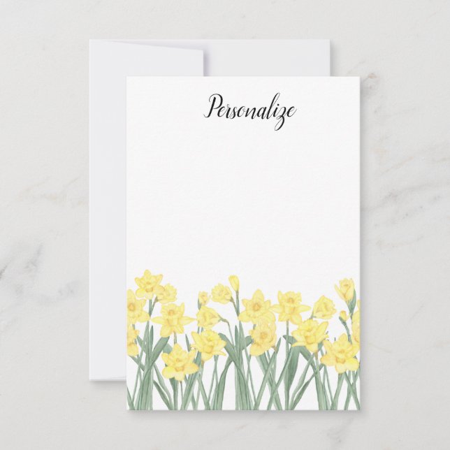 Personalized Daffodil Flat Stationery Thank You Card (Front)