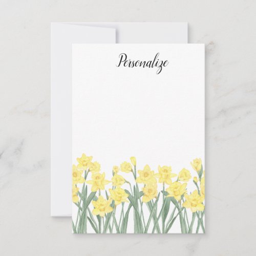 Personalized Daffodil Flat Stationery Thank You Card