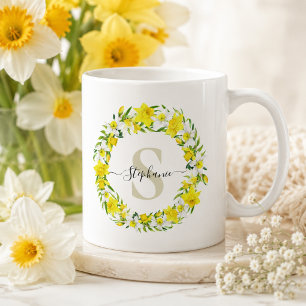 Personalized Daffodil Monogram Coffee Mug