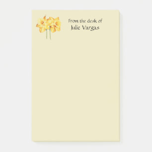 Personalized daffodil yellow Post it notes