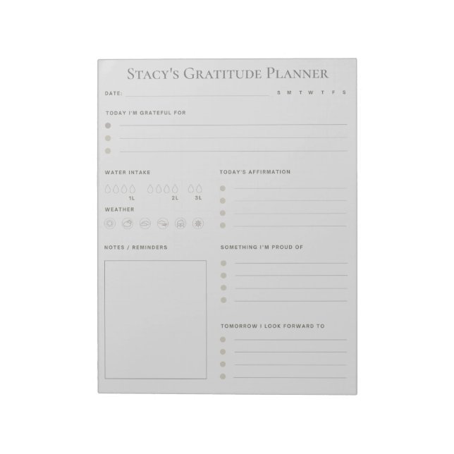 Personalized Daily Gratitude Planner  Notepad (Rotated)
