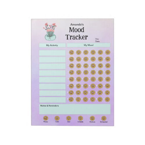 Personalized Daily Mood Tracker Pastel Purple Notepad