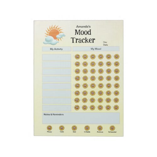 Personalized Daily Mood Tracker Pastel Yellow Notepad