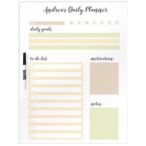 Personalized Daily Planner Dry Erase Board