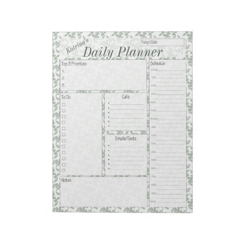 Personalized Daily Planner Greenery Design Notepad