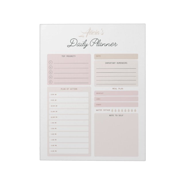 Personalized Daily Planner Notepad (Rotated)