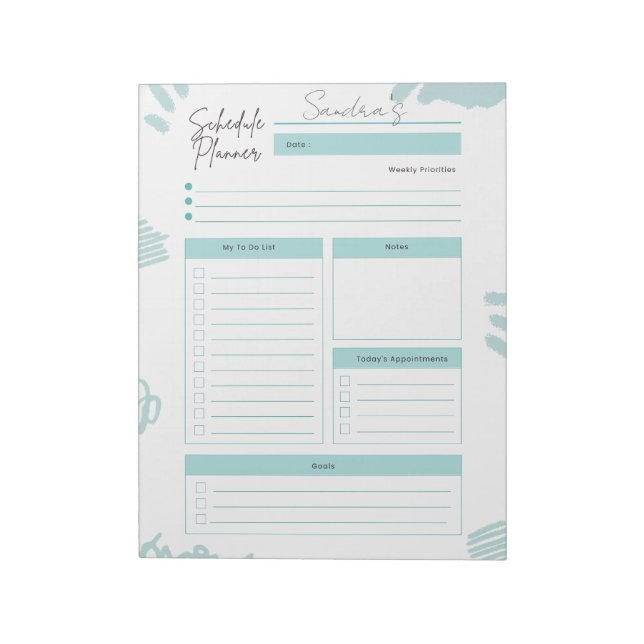 Personalized Daily Planner  Notepad (Rotated)