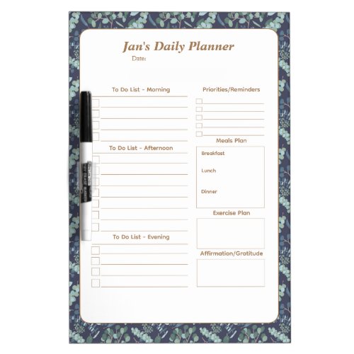 Personalized Daily Planner Organizer Dry Erase Board
