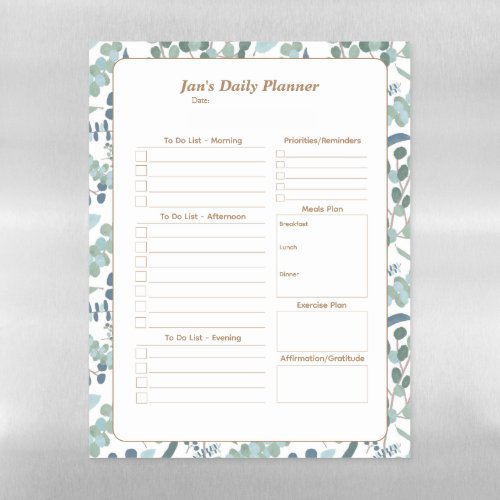 Personalized Daily Planner To Do List Magnetic Dry Erase Sheet