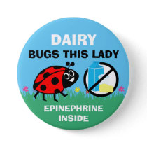 Personalized Dairy Allergy Alert Ladybug Pinback Button