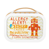 Personalized Dairy Allergy Orange Robot Snack Lunch Box