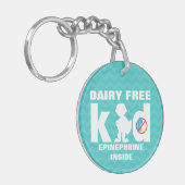 Personalized Dairy Free Super Boy Allergy Kids Keychain (Front Left)