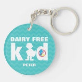 Personalized Dairy Free Super Boy Allergy Kids Keychain (Back)