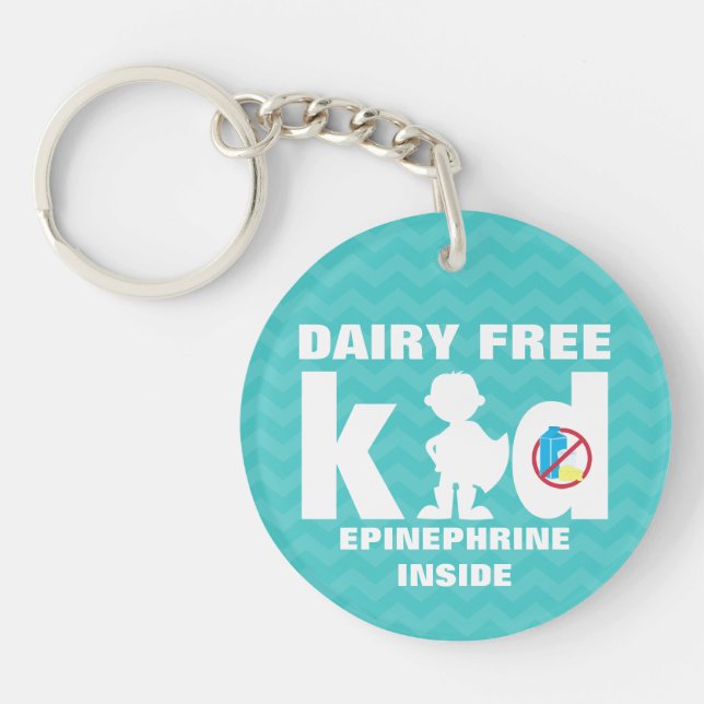 Personalized Dairy Free Super Boy Allergy Kids Keychain (Front)