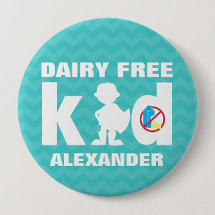 Personalized Dairy Free Super Boy Teal Chevron Pin