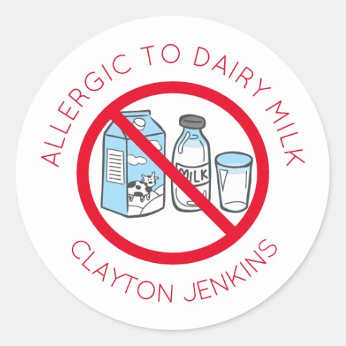 Personalized Dairy Milk Allergy Stickers