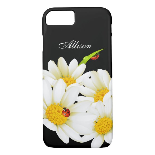 Personalized Daisies and Ladybugs iPhone 7 case (Back)