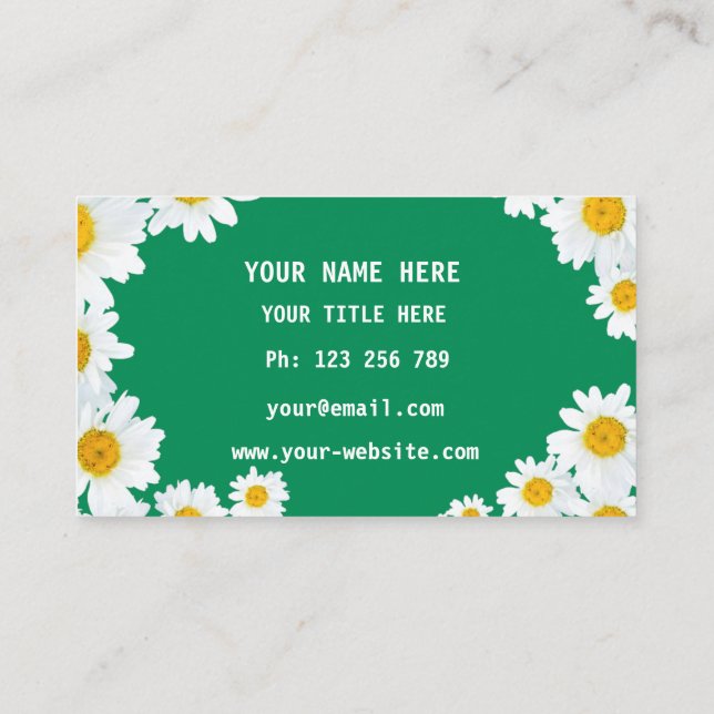 Personalized Daisies Business Cards Example (Back)