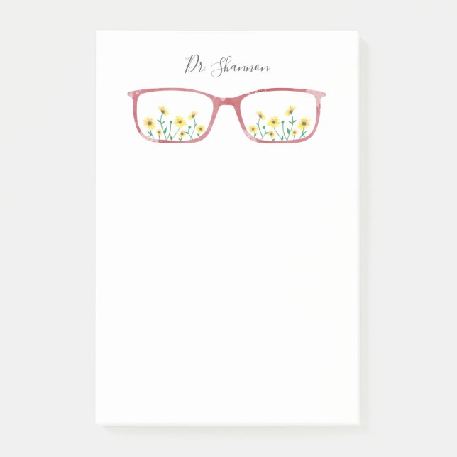 Personalized Daisies & Eyeglasses Post-It Notes (Front)